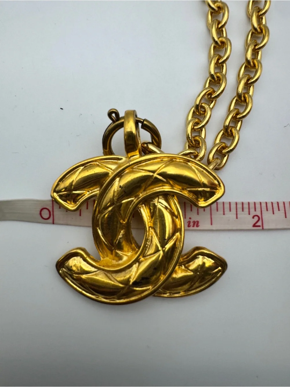 Vintage CHANEL quilted CC Pendant Necklace